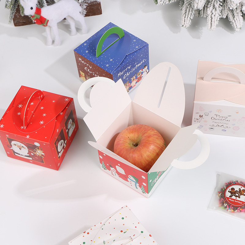 Nueva Navidad Apple caja portátil caja de fruta de seguridad de dibujos animados regalo de Navidad caja de color galleta caja de dulces