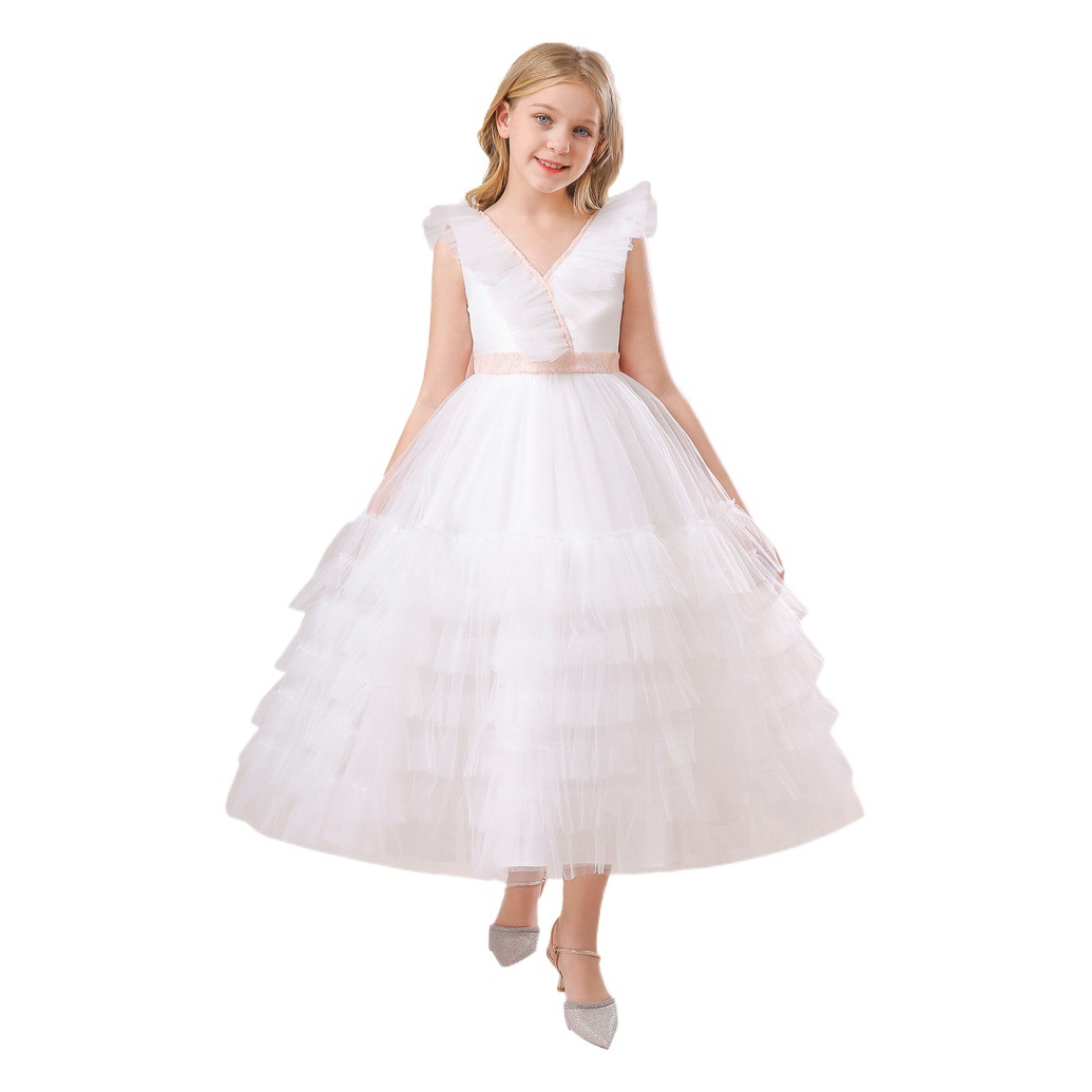 Europa y América Amazon nueva niña vestido princesa vestido en los niños de hilo neto terciopelo piano vestido de noche vestido
