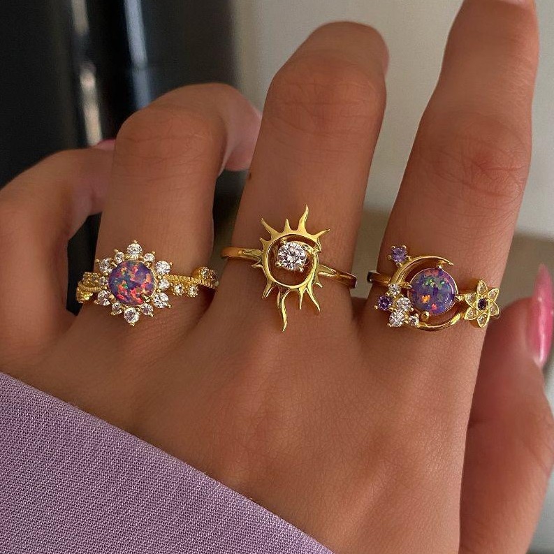 Set di anelli sole e luna viola gioielli firmati donna_voghion.com