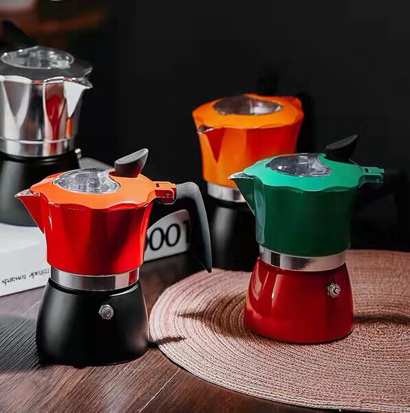 New dual -colored transparent covered new -handed coffee Mocha pot…