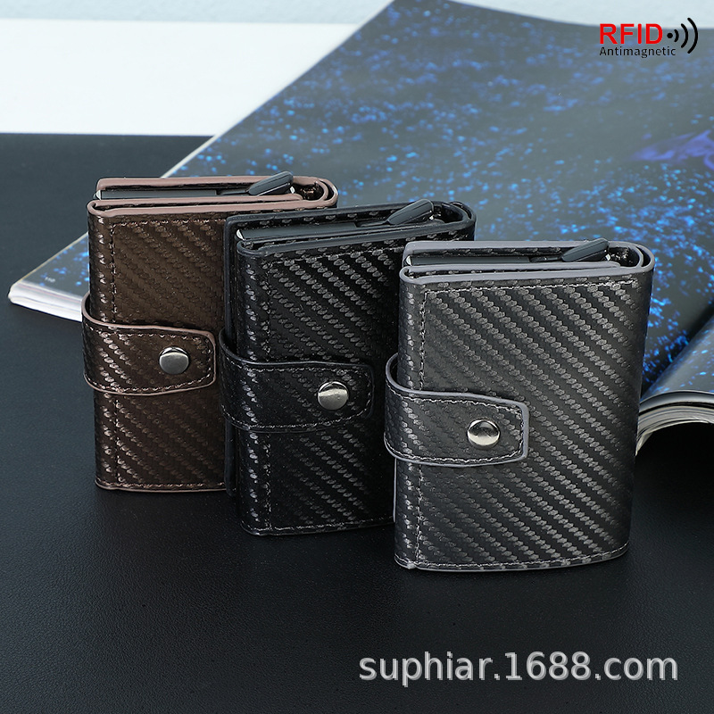 Europa y los Estados Unidos transfronterizos multi-tarjeta bolsa de almacenamiento neutro anti-magnetizado tarjeta de resorte automática RFID bolsa de cartera de hombre en uno