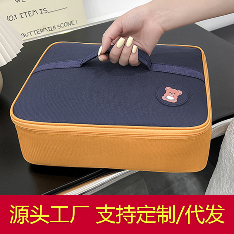 Factory Direct handbag bento with rice aluminum film insulation bag student children hand carrying lunch box bag flat lunch box
