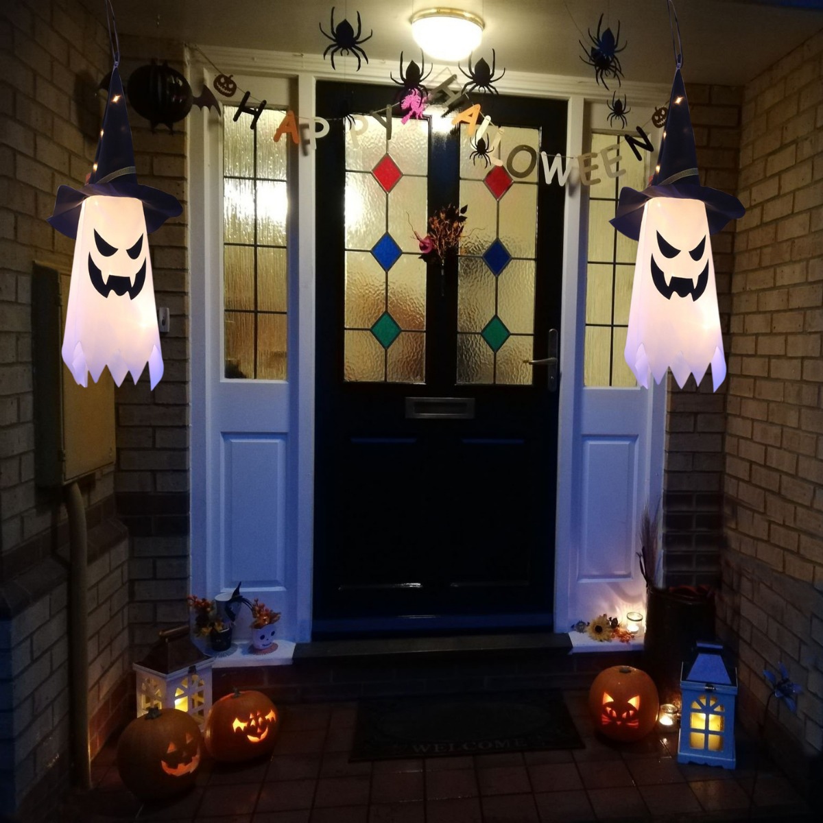 Halloween sombrero de bruja fantasma luminoso colgante Halloween sombrero de brujo fantasma LED luminoso colgante decorativo
