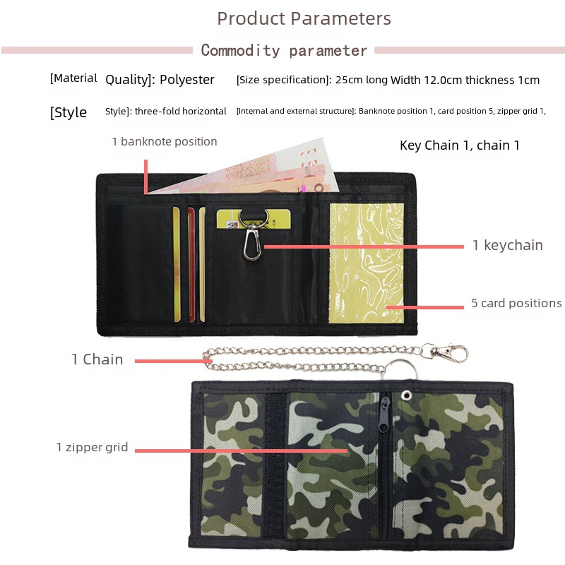 Folding Waterproof Men's Wallet With Chain And Anti-theft Design_voghion.com