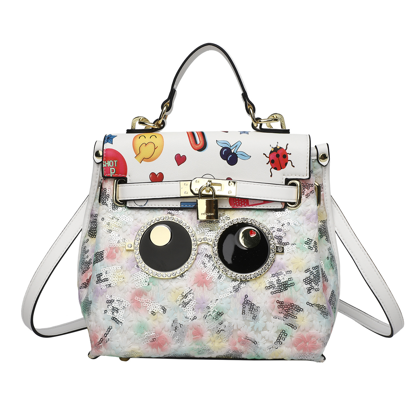 Damas bordadas de encaje alta sensación bolso impresión de moda hermosa mochila práctica bolsa de bloqueo 2841 #