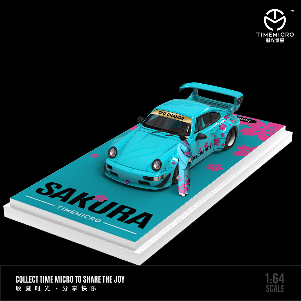 도매-시간 1:64 포르쉐 992 GT3 RS 벚꽃 블루 시뮬레이션 합금 자동차 모델 컬렉션
