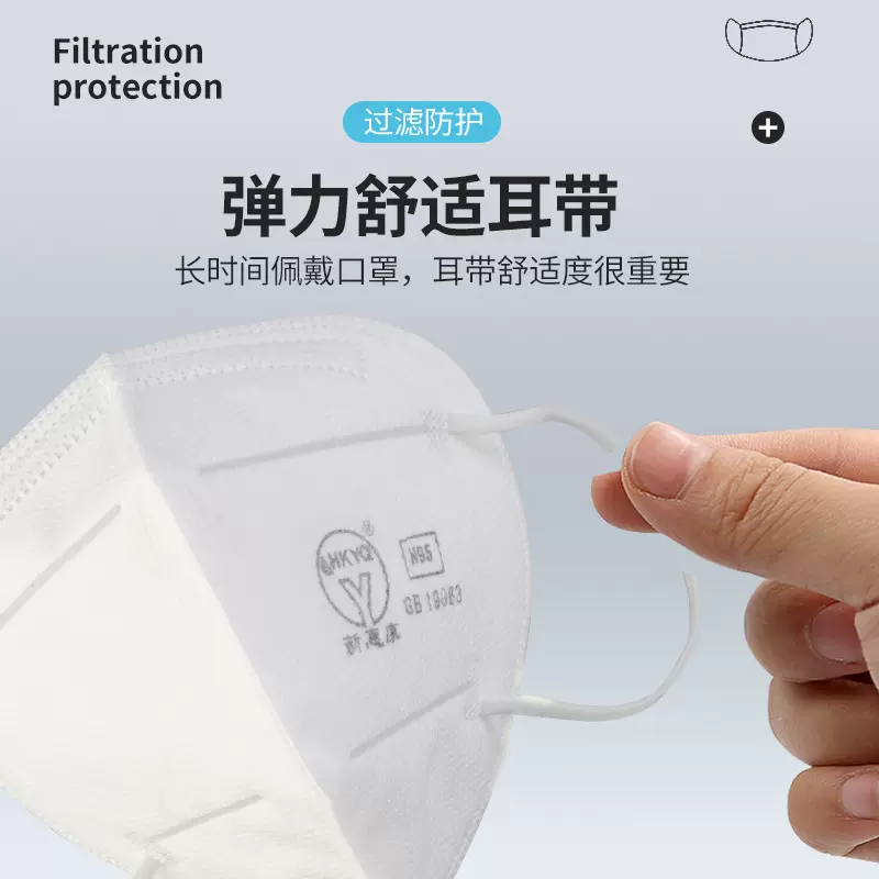 N95独立包装耳挂式防护口罩4层熔喷布过滤病毒防飞沫 face mask