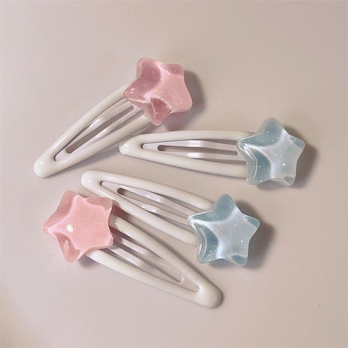 Children's cute star small rubber band fine glitter transparent five-pointed star hairpin hair band sweet baby girl headwear Korean version