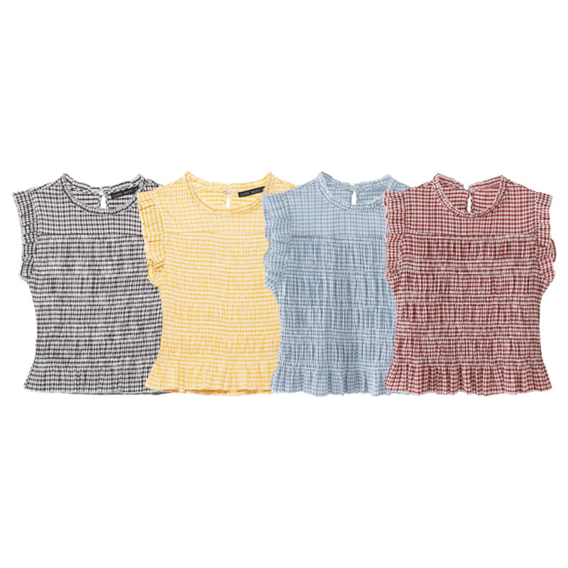 Unizera Women's Clothing 2026 Summer New Sleeveless Round Neck Small Checkered Honeycomb Pullover Top 8741110
