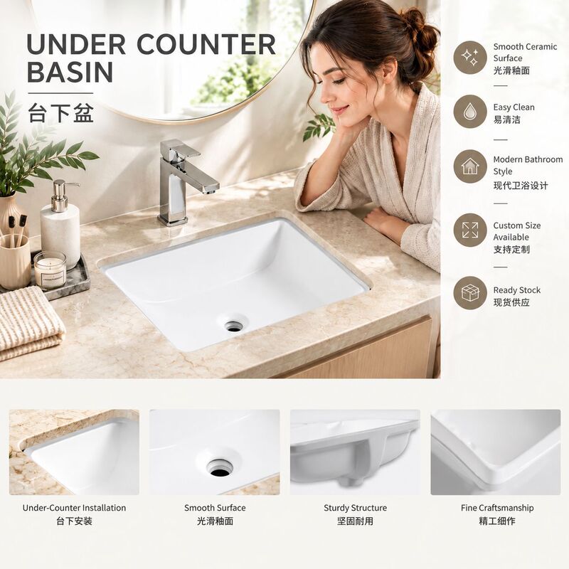 Chaozhou Ceramic Undercounter Basin, Rectangular Stone Washbasin, Hotel Washbasin Chaozhou Ceramic Undercounter Basin, Rectangular Stone Washbasin, Hotel Washbasin