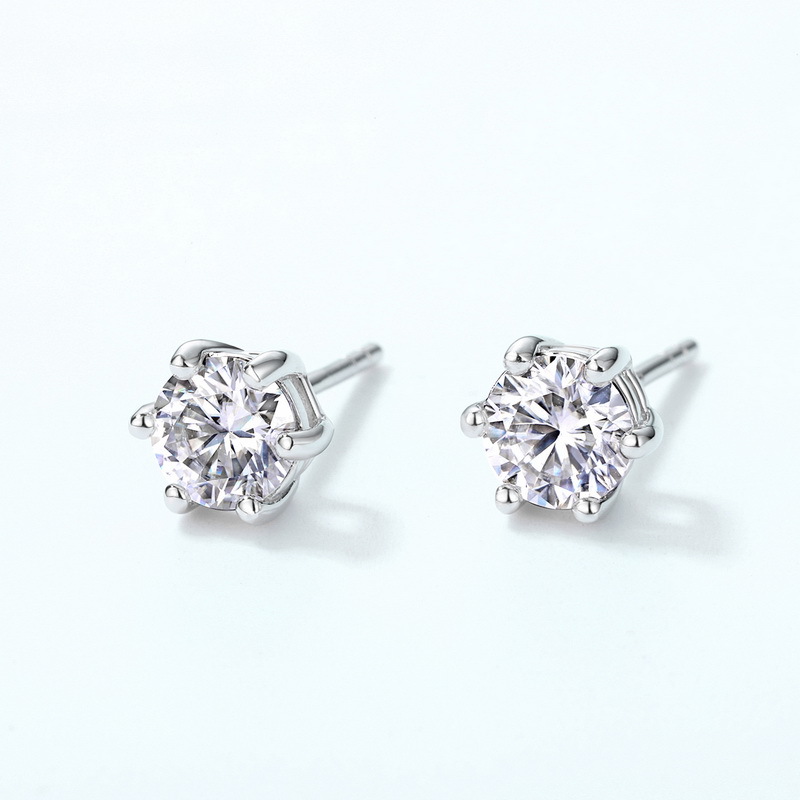 Wilsheng joyería simple s925 plata de seis garras con incrustaciones de moissanite pendientes de comercio exterior transfronteriza al por mayor Super Flash pendientes
