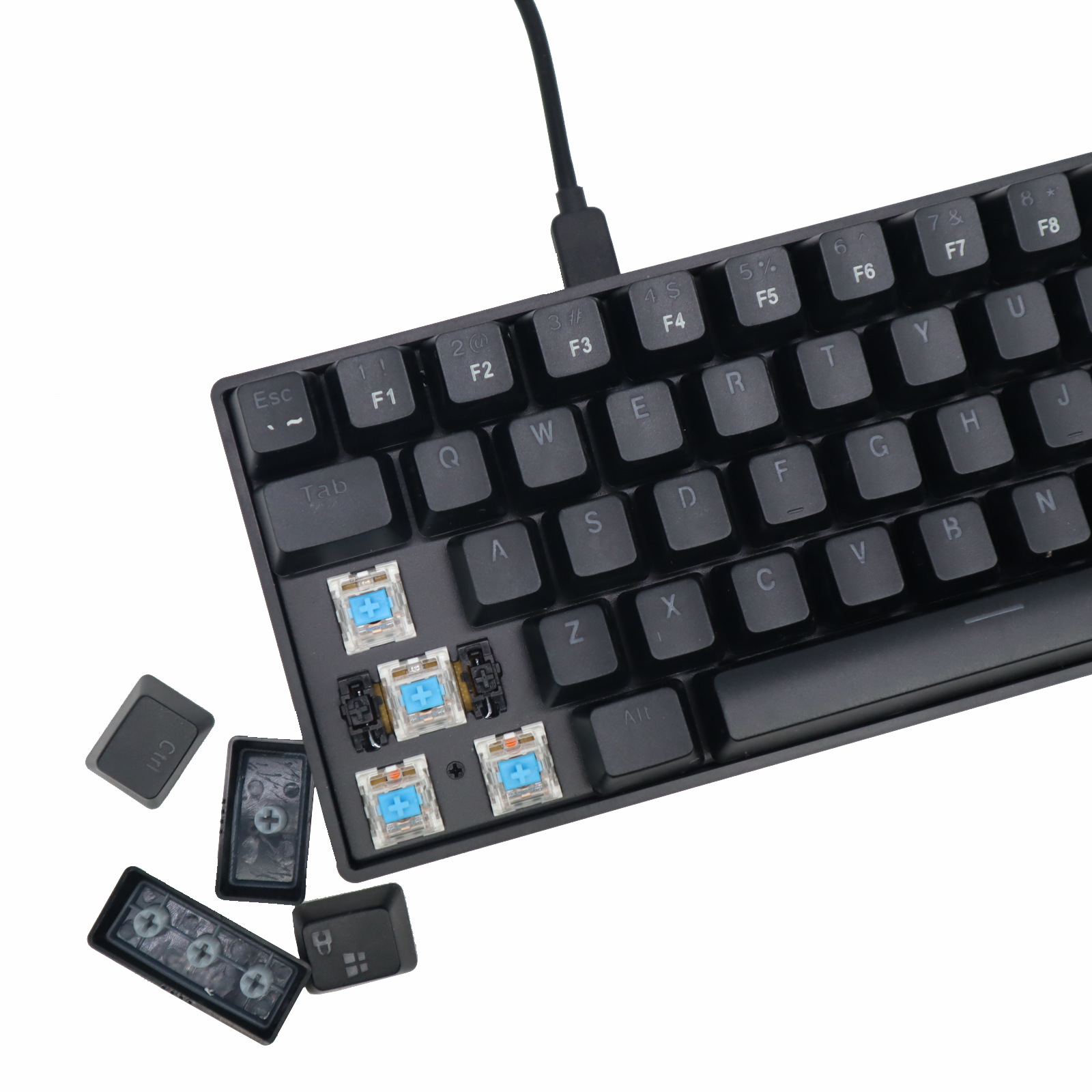 DK68 key mini wired game office mechanical keyboard color light blue axis Type-C interface neutral packaging_voghion.com
