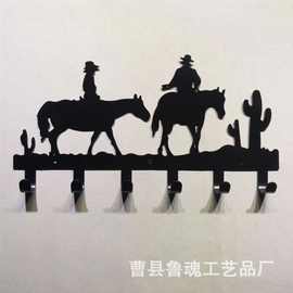 卡通铁艺钥匙挂钩创意金属牛仔牧羊人门后钥匙挂架墙上壁挂衣帽钩