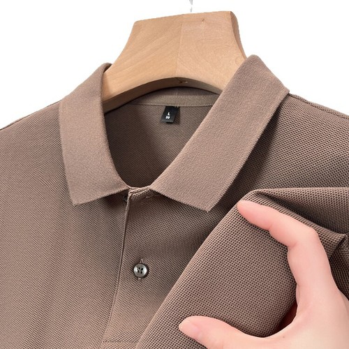 Men's Polo Shirt with Collar Short Sleeve Pure Cotton T-Shirt for Middle-aged Men 2025 New Summer High Quality Casual Solid Color Top 