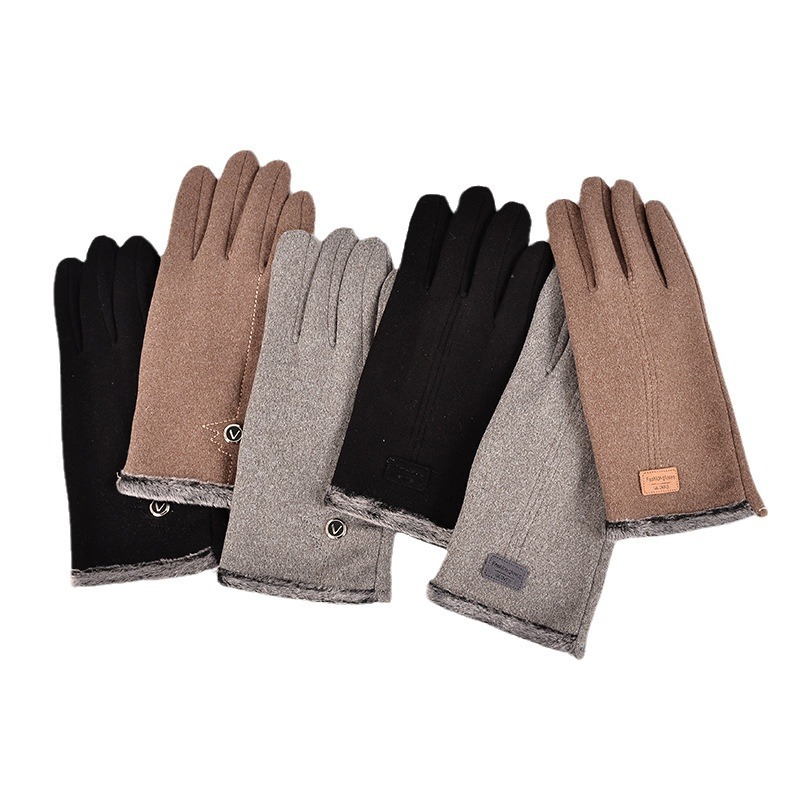 Guantes de invierno a prueba de frío para hombres guantes calientes de conducción guantes de pantalla táctil ciclismo forrada de lana engrosada guantes de esquí