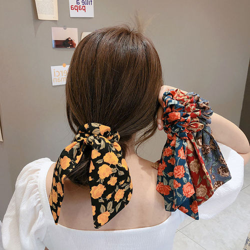 Korean large intestine hair tie, Korean headband, high-end solid color head flower, oversized internet celebrity fashion satin light luxury women's hair accessory