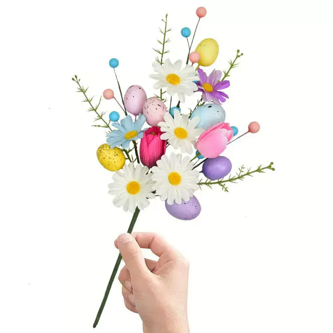 定制新品复活节插枝春天家居装饰品手工彩蛋仿真花郁金香彩蛋插枝