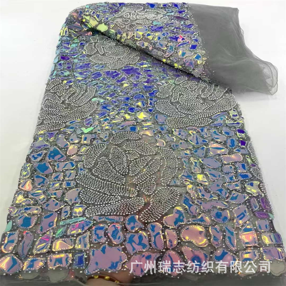 El láser de color fantasma rosas bordadas Gao Ding rendimiento ropa de moda nacional sequin bordado tela