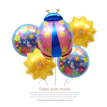 派对装饰布置道具拍照玩具汽球七星瓢虫花朵造型卡通铝膜气球立柱