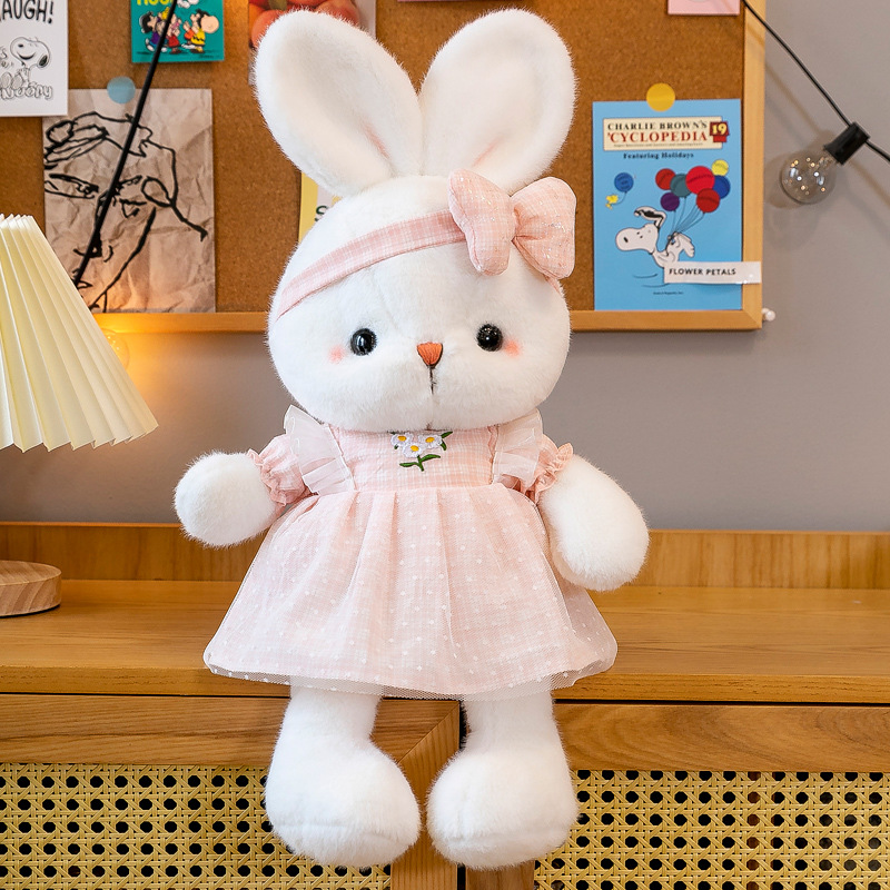 外国貿易のかわいい花のスカートのウサギのぬいぐるみの漫画の超萌はウサギの子供のバレンタインデーの誕生日のプレゼントをなだめます。