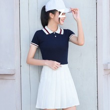 女士高尔夫衣服夏季翻领短袖T恤golf球服女装运动短裙半身裙套装