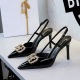 312-K213 European and American high heels for women, thin heels, patent leather, shallow mouth, rhinestone metal buckle, straight strap, empty toe single shoe