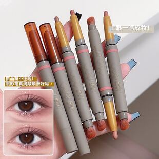 SWEET MINT double-headed silky eye shadow stick matte earth color Pearl fine flash monochrome eye shadow brightening lying silkworm pen