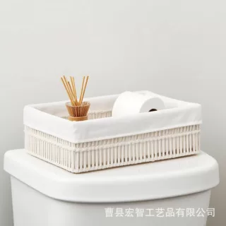 定制新款手工编织仿藤收纳筐 桌面零食香薰杂物多功能收纳筐