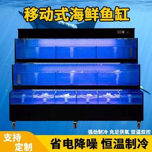 Seafood Pool Commercial Mobile Seafood Fish Tank Supermarket Seafood Tank Shellfish Fish Pond Refrigeration Machine Hotel Two-Story Restaurant
