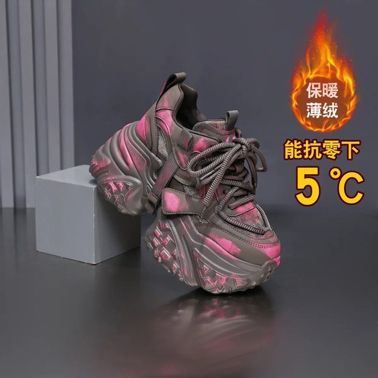 Fleece-Lined, Thickened, Height-Increasing 10cm Dad Shoes for Women, 2025 Autumn and Winter New Breathable Lightweight Soft-Soled Sports Casual Shoes