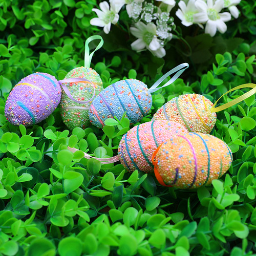 Cross-border wholesale Easter eggs DIY painted patterns simulation eggs holiday scene layout decoration pendants