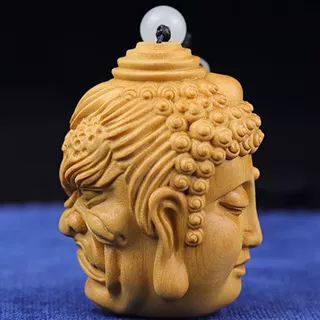 崖柏木精雕佛魔一念之间把件佛头吊坠盘玩把件文玩