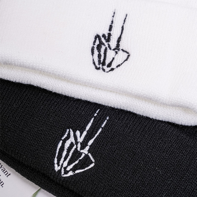 Halloween Ghost Claw Embroidery Knitted Pullover Wool Hat