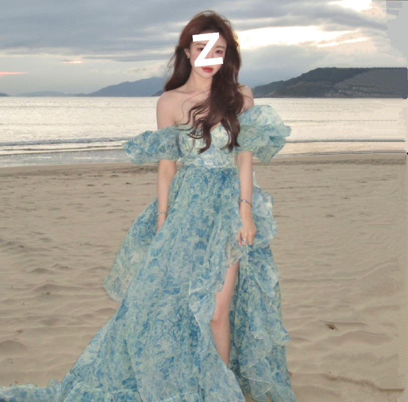 沙滩裙新款海边度假波西米亚长裙连衣裙欧根纱拍照旅游穿搭超仙女