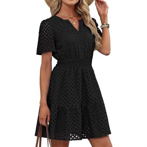 Amazon's New Best-Selling 2026 Summer Elegant Casual V-Neck Eyelet Lace A-Line Short Dress for Women Amazon's New Best-Selling 2026 Summer Elegant Casual V-Neck Eyelet Lace A-Line Short Dress for Women