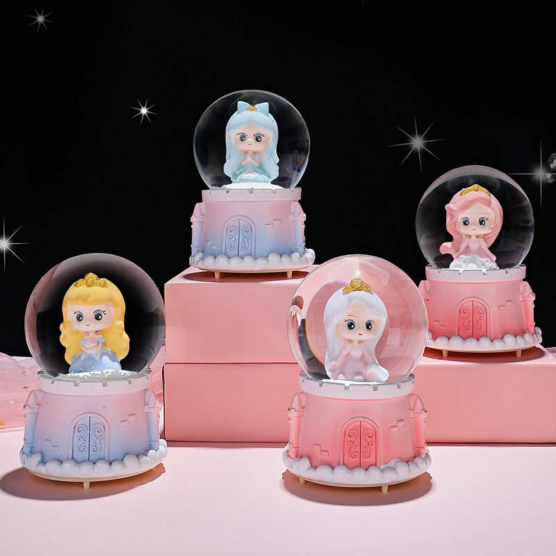 情侣卡通水晶球八音盒树脂摆件美人鱼少女心女孩礼物音乐盒定制