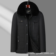 男士冬季保暖棉服中老年人棉衣男毛领款爸爸款加绒加厚老人外套