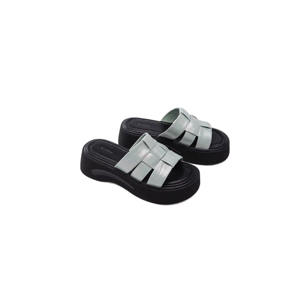 [Chao Bounan] Mint Weating ● Chanclas brillantes de 5,5 cm, zapatillas de pan de estilo romano de fondo grueso para mujer