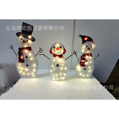 クリスマスシーンの装飾用LED発光雪だるま、トナカイ、ペンギンの置物、庭のクリスマスデコレーション用飾り、挿し飾り