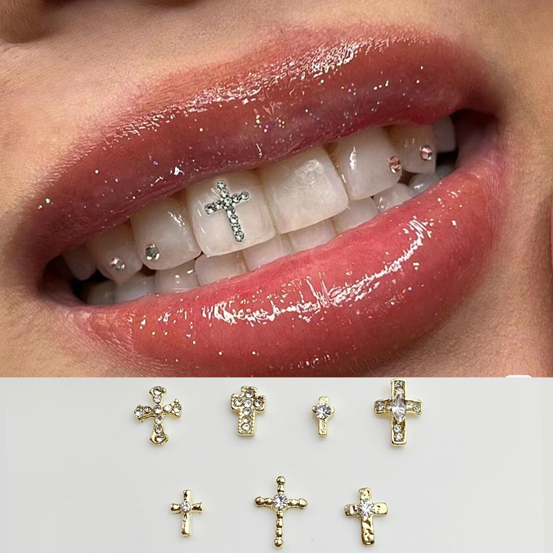Foreign trade products retro dental diamond metal cross inlaid with…
