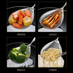 304 Stainless Steel Large Colander with Long Handle, Noodle Scoop, Dumpling Scoop, Oil-Residue Strainer, Sichuan Peppercorn Scoop, and Drainage Spoon