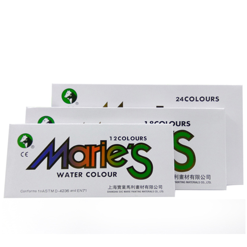 Productos genuinos Marley marca 12 Colores/18 colores/24 colores/36 colores 12ml caja de pintura de acuarela traje de pintura de acuarela