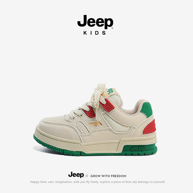 Jeep Kidsren's Sports Shoes 2025 Autum New Medium and Large Kidsren's Waterproof Leather Soft Sole Lightweight Kidsren's Light Running Shoes