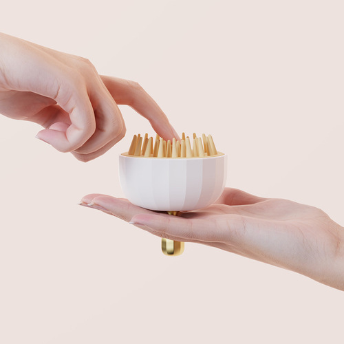 Light luxury silicone shampoo brush wall-mounted massage shampoo comb baby soft tooth scalp massage brush with base