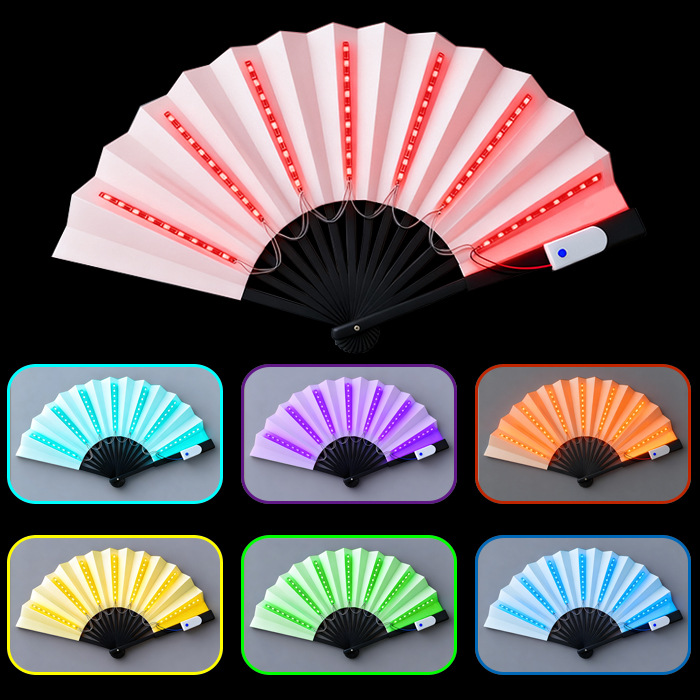 Atmósfera de actuación en el escenario accesorios LED ventilador luminoso ktv bar club nocturno Bengdi ventilador plegable 6V LED ventilador de fantasía