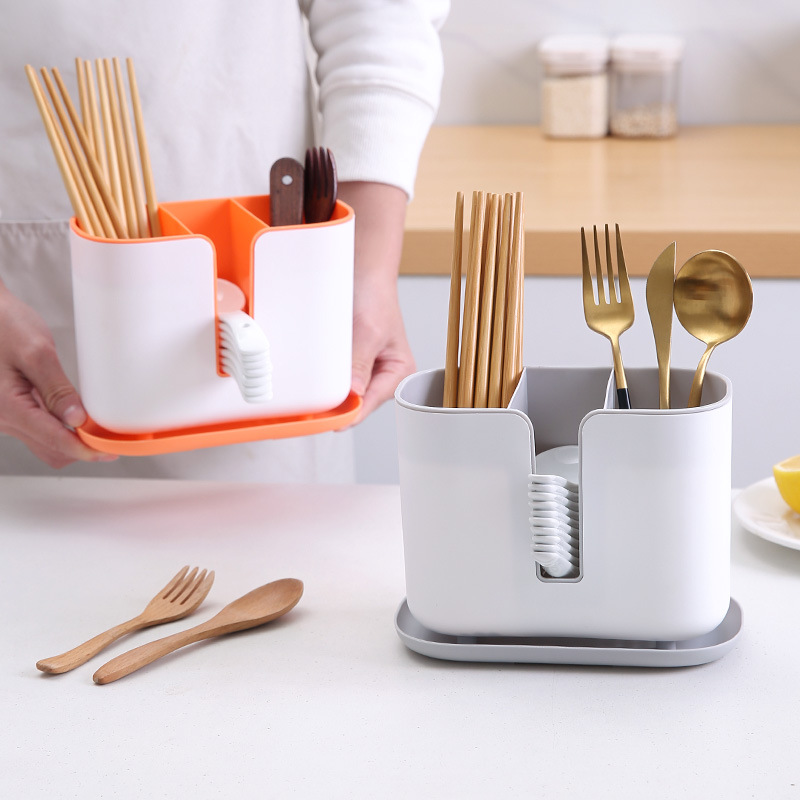 台面多功能筷子笼家用厨房餐具收纳架子可拆卸沥水分格塑料筷子桶