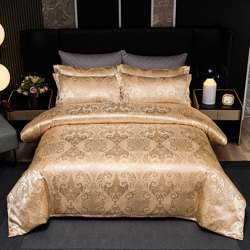 Light Luxury Jacquard Four-Piece Set Cross-Border E-Commerce Home Textile Supply Foreign Trade Wholesale Multi-Size Bed Bed Sheetss and Quilt Covers Bedding