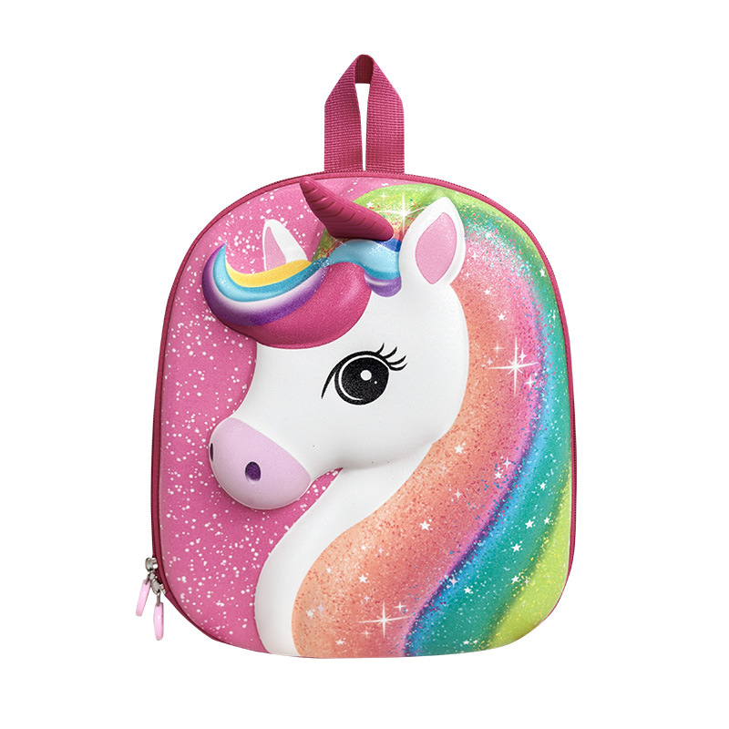 Caricatura encantadora arco iris pony, mochila de niños y niñas, mochila de estudiantes de cáscara de huevo, nueva mochila infantil transfronteriza