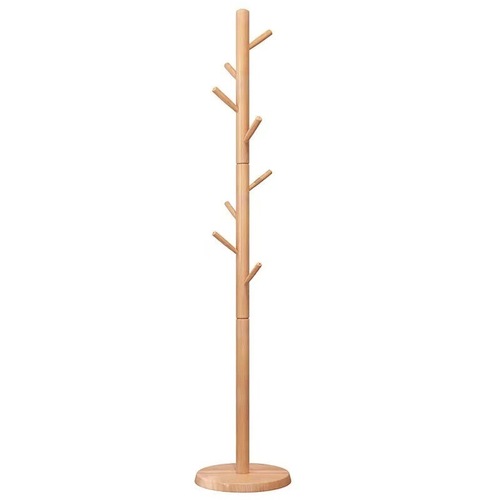 Floor-standing Beechwood Simple Coat Rack Home Living Room Wooden Coat Rack Nordic Style Portable Solid Wood Clothes Rack 
