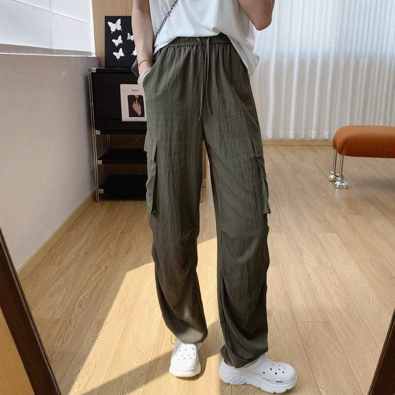 Cooling, Sun-Protective, Quick-Dry Parachute Pants! Women's Summer Thin Cargo Casual Pants with Adjustable Cuffs, Lightweight Summer Pants